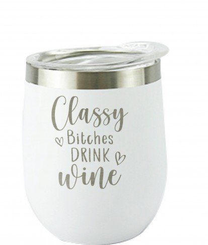Drink Wine White, Personalised Insulated, Stainless Steel Tumbler with Lid